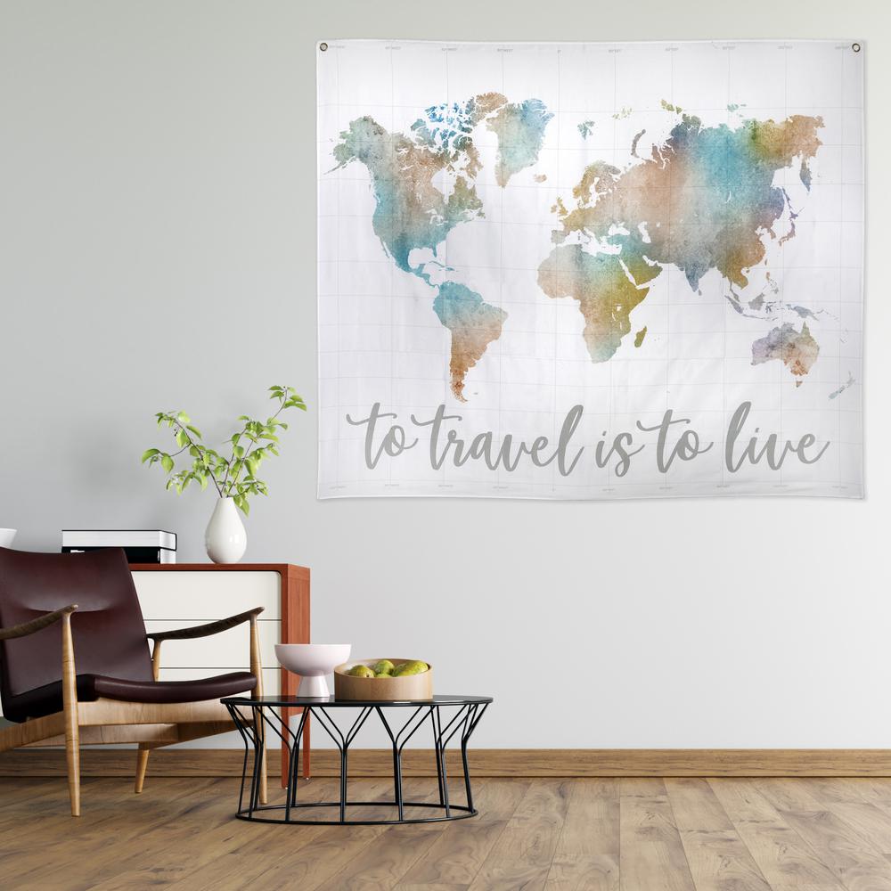 To Travel Is To Live Map Hanging Wall Tapestry - 380879. Picture 4