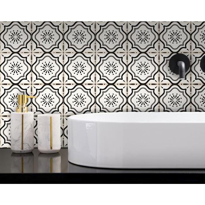 6" x 6" Black And White Mosaic Peel and Stick Removable Tiles - 382866. Picture 1