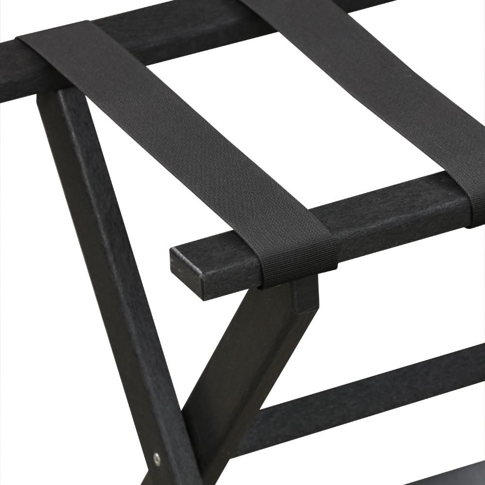 Earth Friendly Black Folding Luggage Rack with Black Straps. Picture 2
