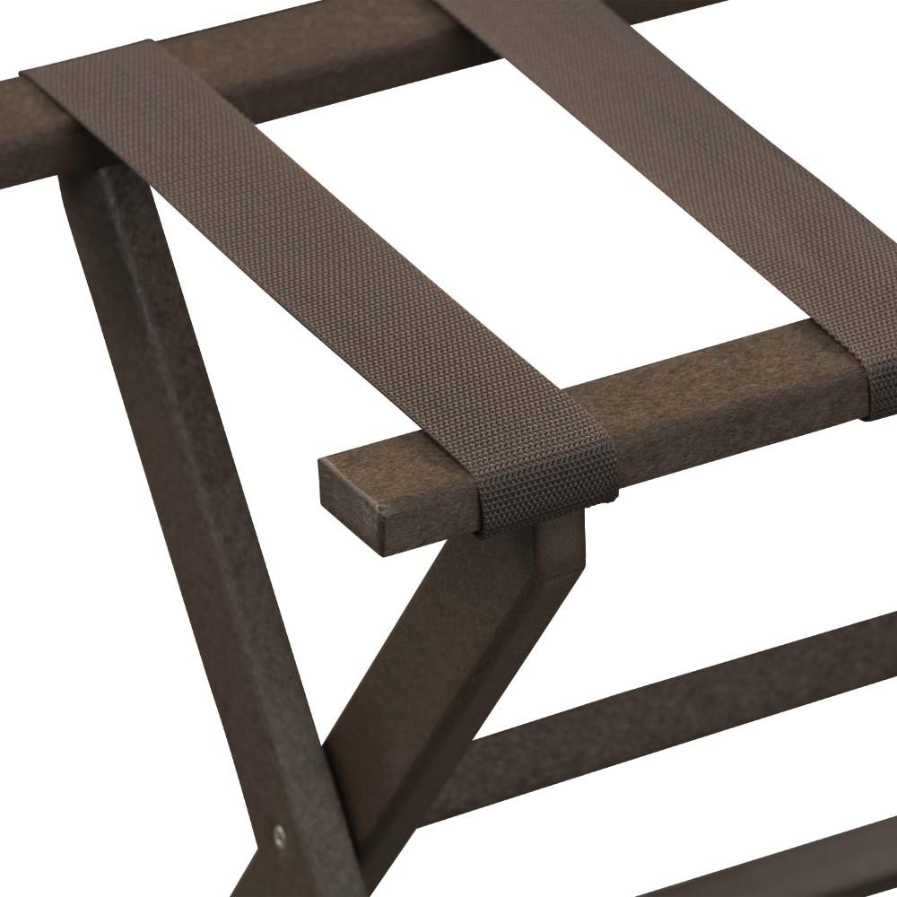Earth Friendly Brown Folding Luggage Rack with Brown Straps. Picture 2