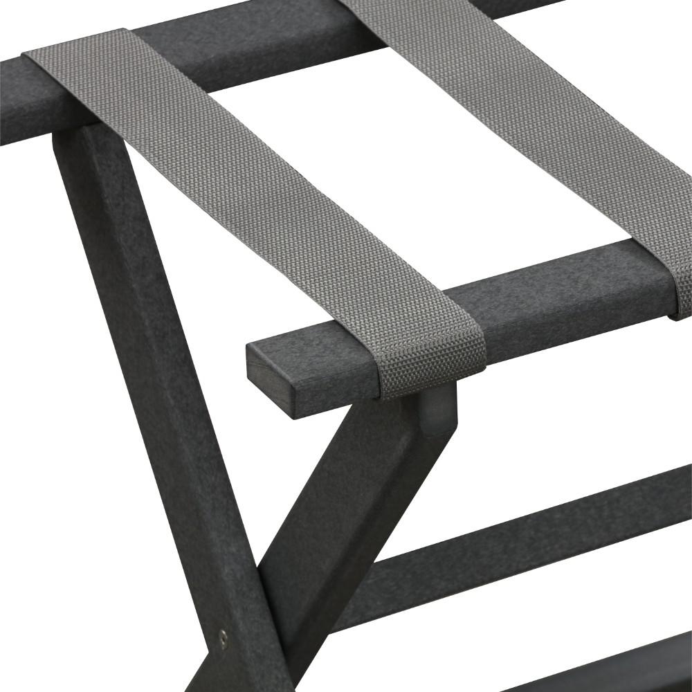 Earth Friendly Dark Gray Folding Luggage Rack with Gray Straps. Picture 2
