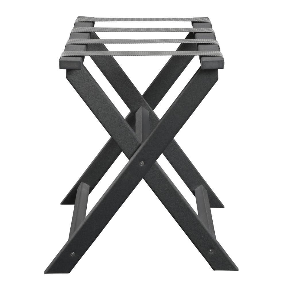 Earth Friendly Dark Gray Folding Luggage Rack with Gray Straps. Picture 3