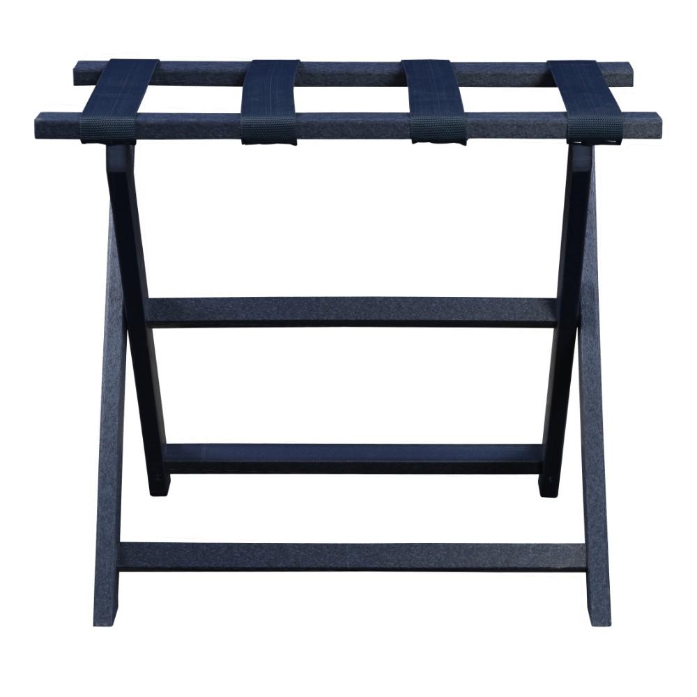 Earth Friendly Navy Blue Folding Luggage Rack with Navy Straps. Picture 4