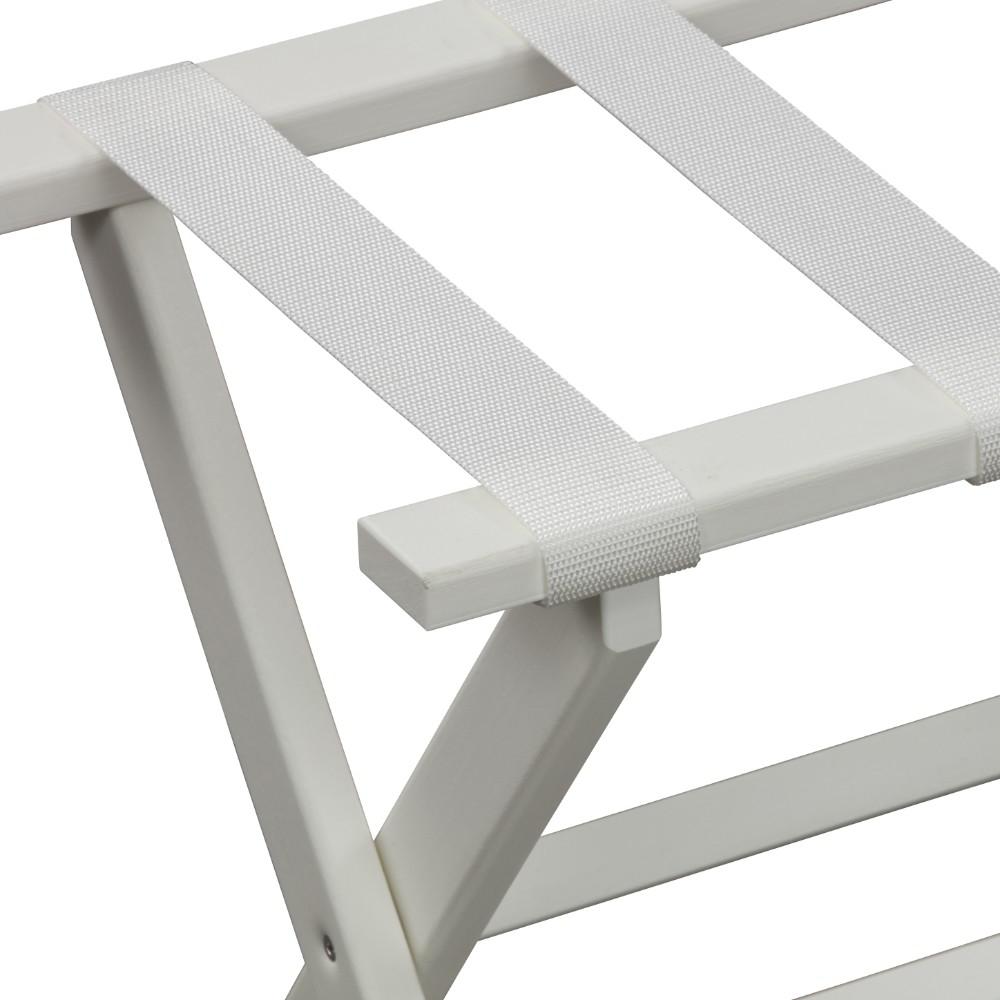 Earth Friendly White Folding Luggage Rack with White Straps. Picture 2