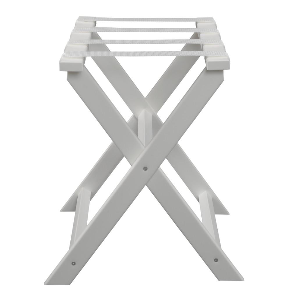 Earth Friendly White Folding Luggage Rack with White Straps. Picture 3