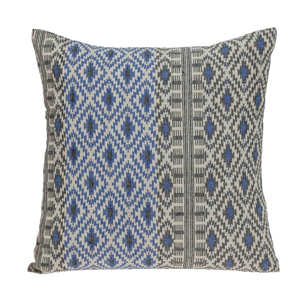 Gray and Blue Aztec Diamond Throw Pillow - 383090. Picture 1