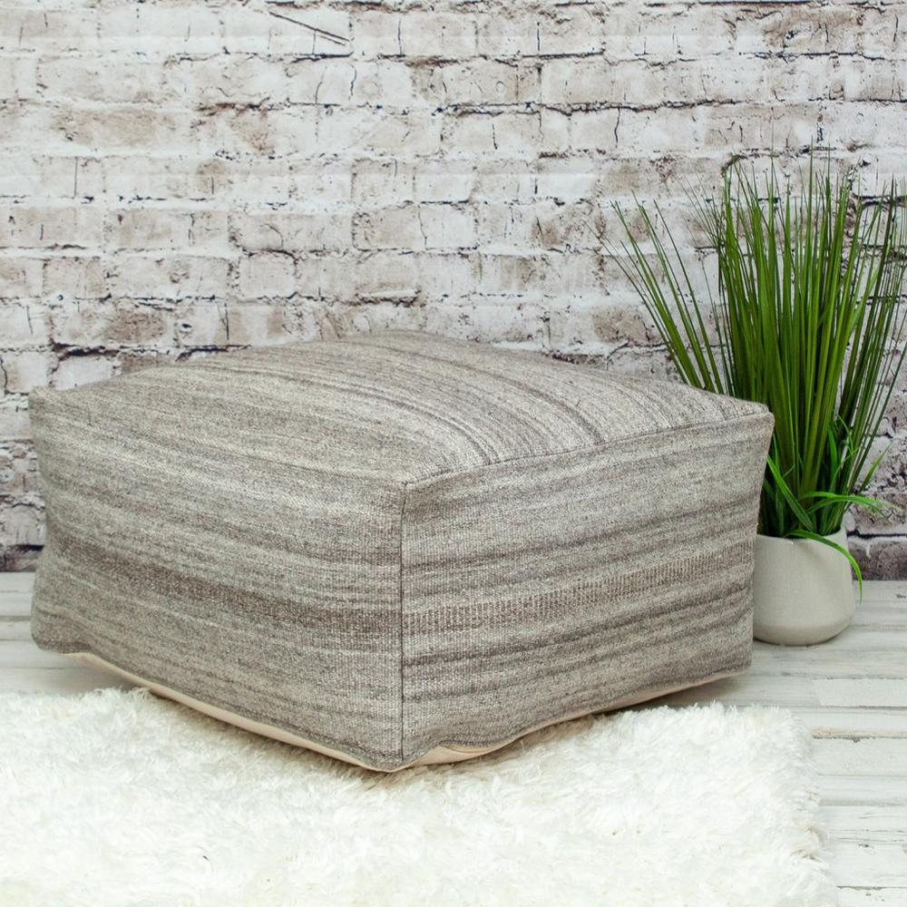 Stone Gray and Brown Pouf - 383109. Picture 2