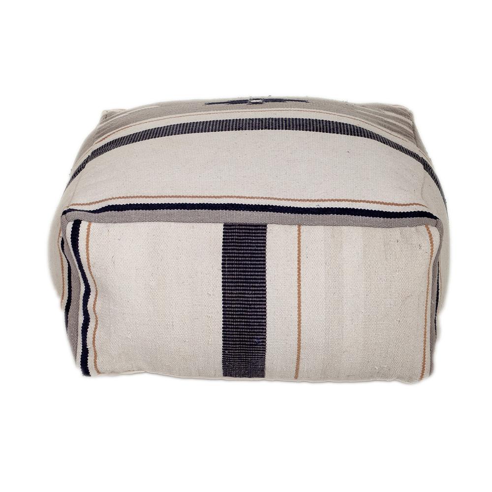 Aztec Gray Navy and Beige Pouf - 383110. Picture 1