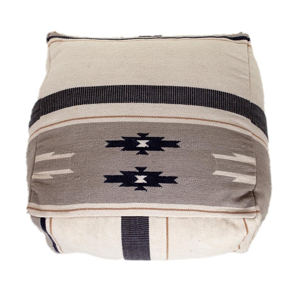 Aztec Gray Navy and Beige Pouf - 383110. Picture 5