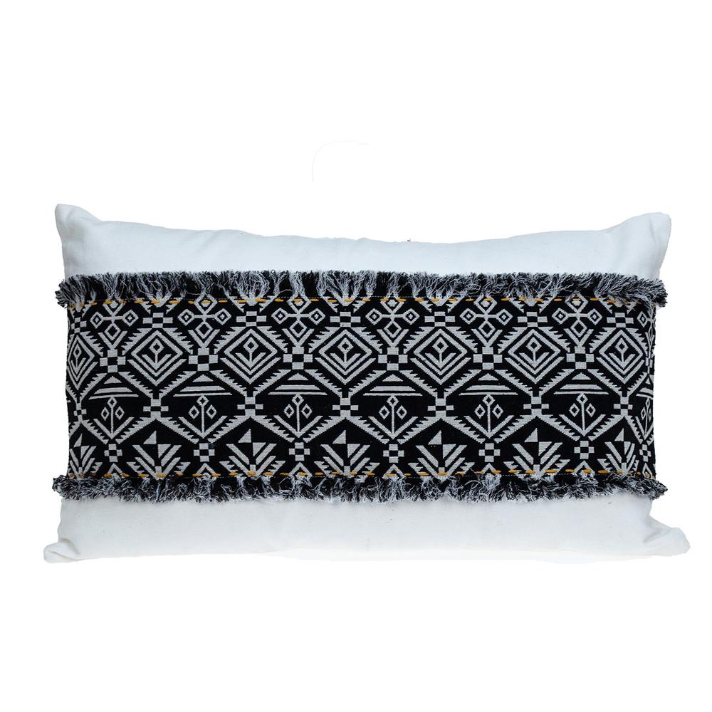 Black and White Patched Throw Pillow - 383126. Picture 1
