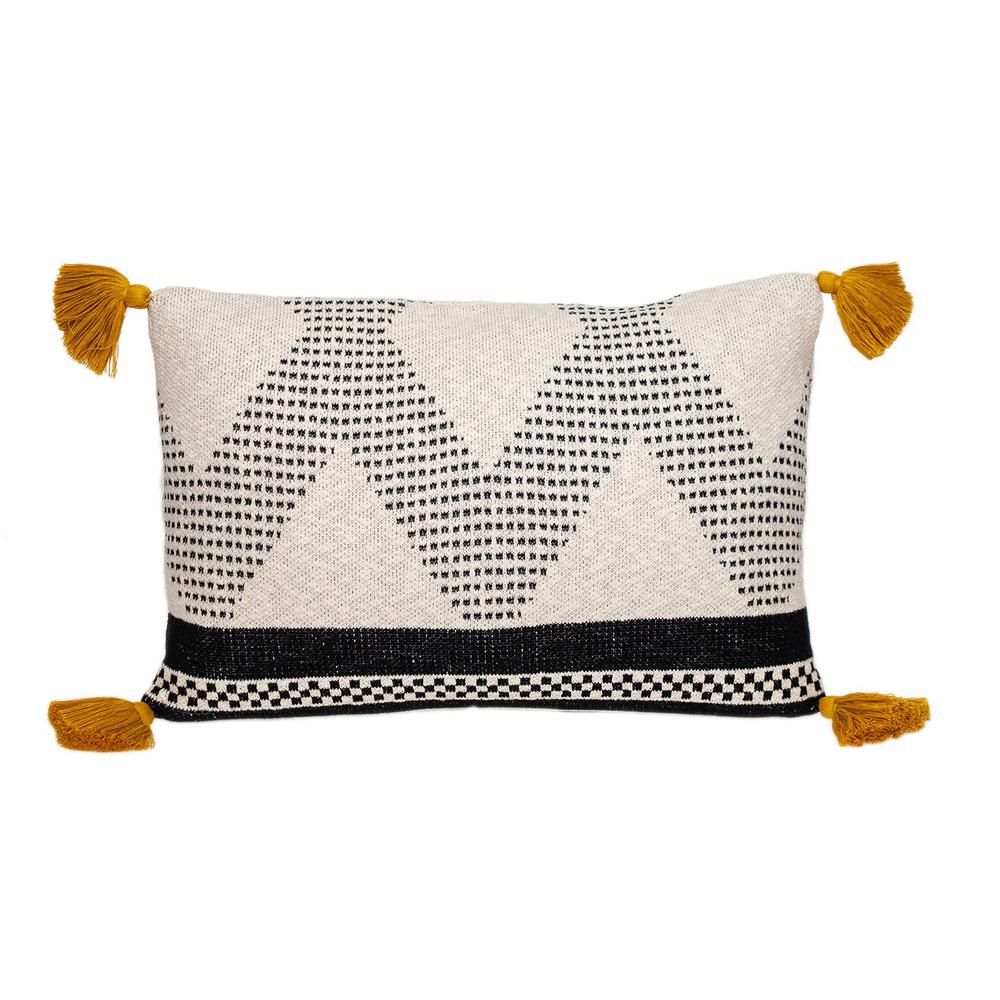 Beige and Black Knit Throw Pillow - 383146. The main picture.