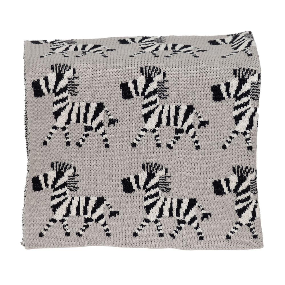Grey Lots of Zebras Woven Knitted Baby Blanket - 383161. Picture 3