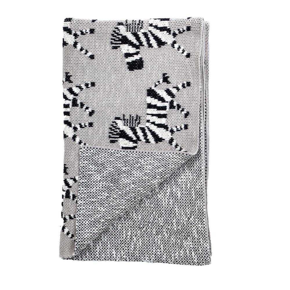 Grey Lots of Zebras Woven Knitted Baby Blanket - 383161. Picture 4