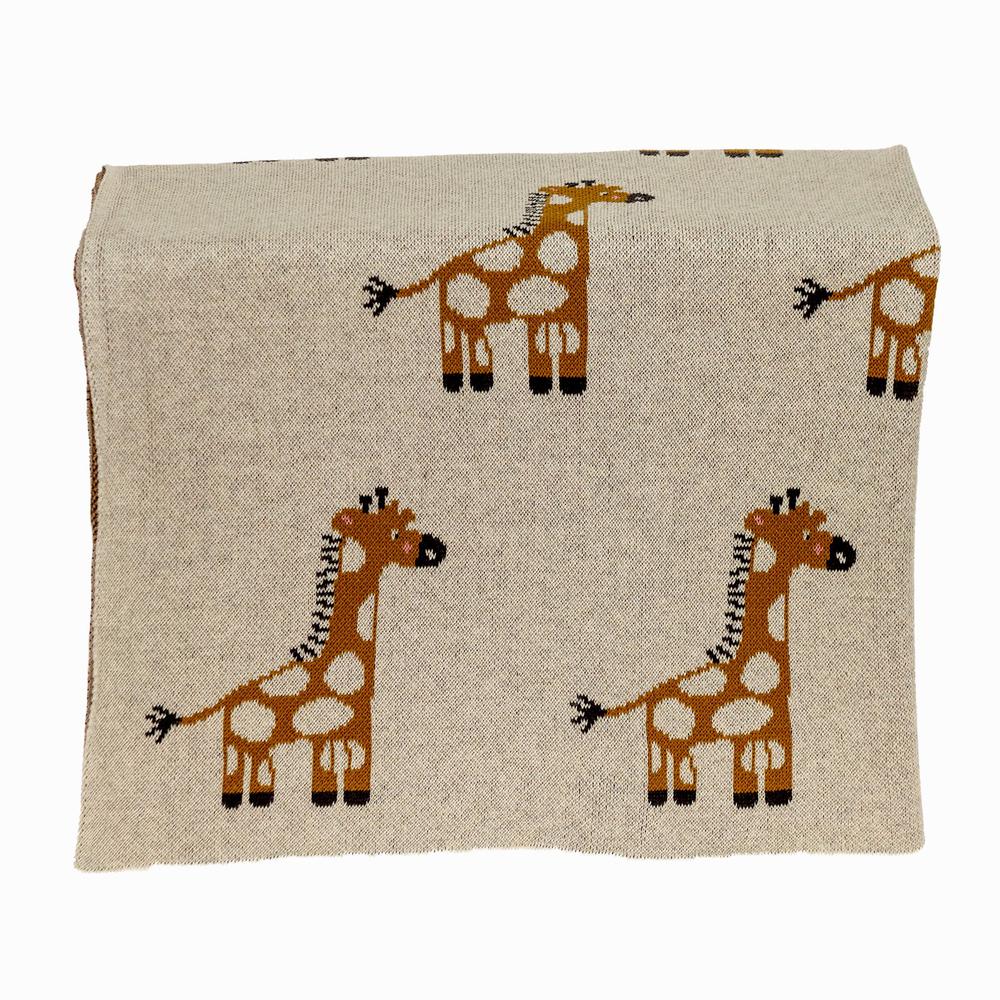 Ivory Giraffe Knitted Baby Blanket - 383166. Picture 3