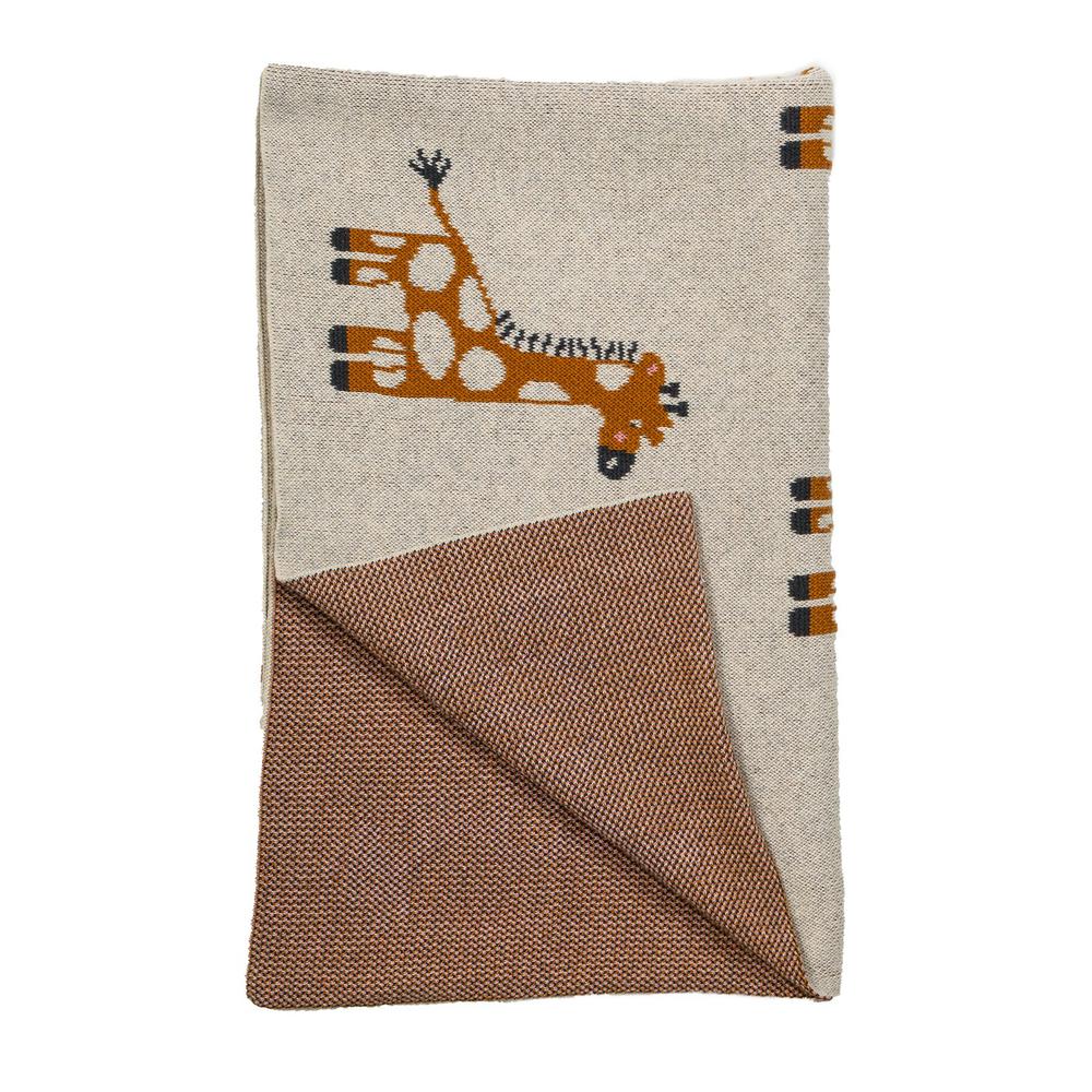 Ivory Giraffe Knitted Baby Blanket - 383166. Picture 4
