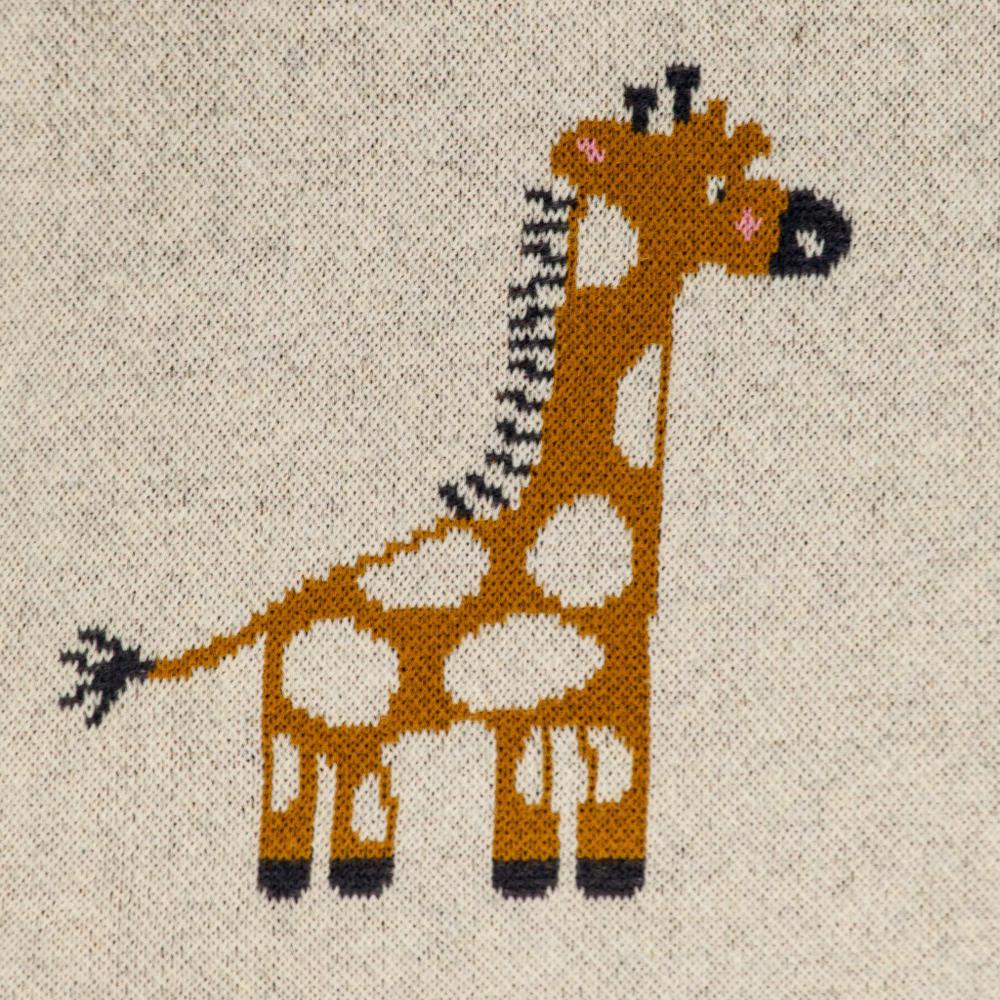 Ivory Giraffe Knitted Baby Blanket - 383166. Picture 5