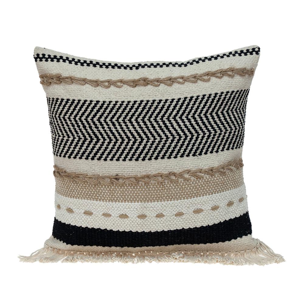 Black White and Tan Textured Pillow - 383175. Picture 1