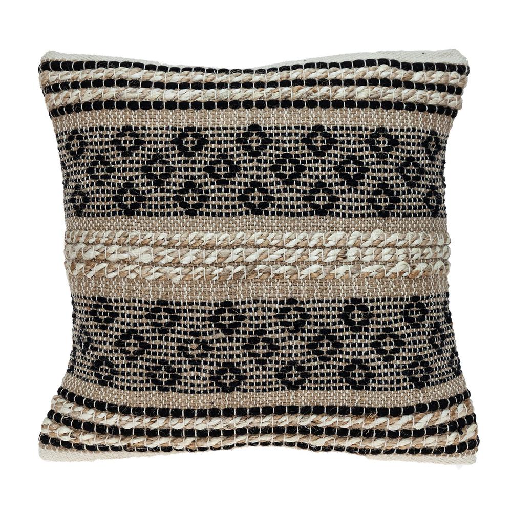 Chocolate Brown Jute Throw Pillow - 383177. Picture 1