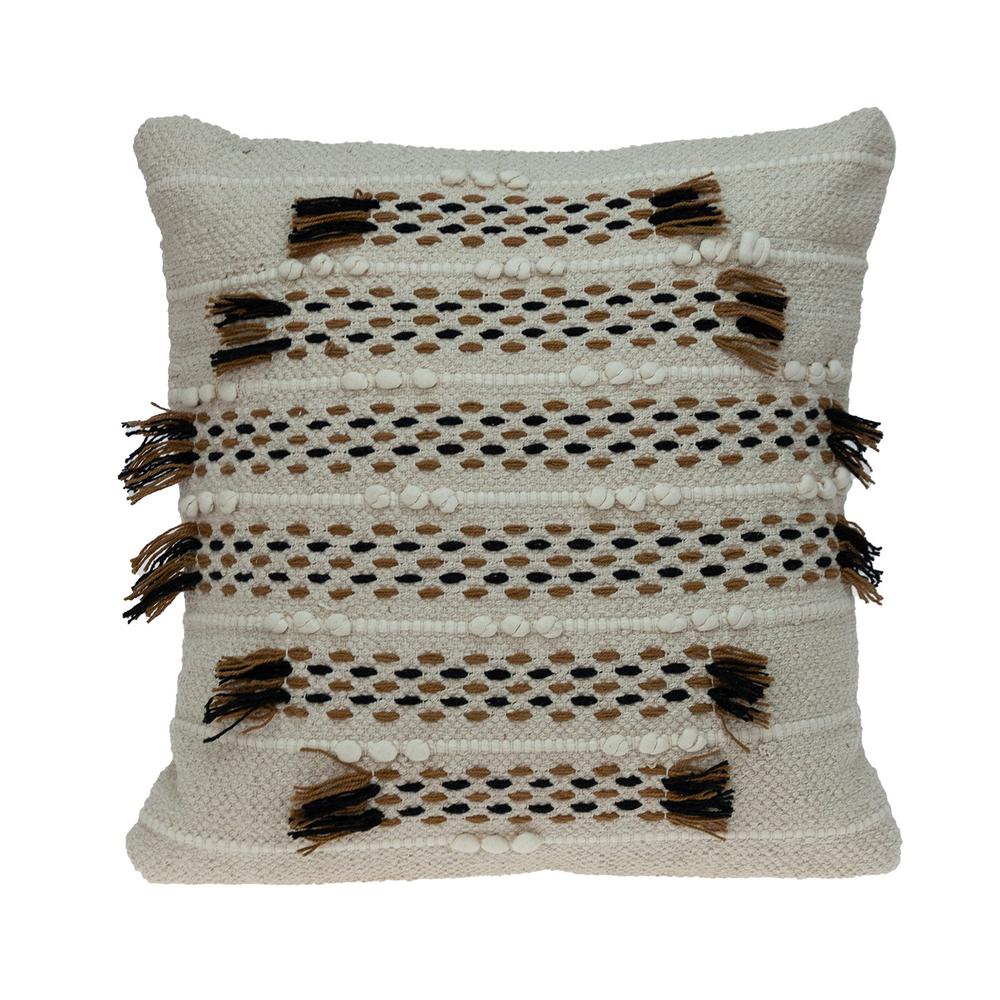 Creamy Beige Textured Throw Pillow - 383181. Picture 1