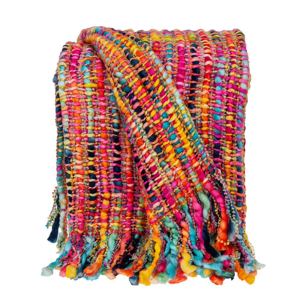 Boho Rainbow Basketweave Throw Blanket - 383187. The main picture.