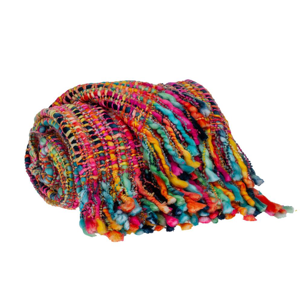 Boho Rainbow Basketweave Throw Blanket - 383187. Picture 3