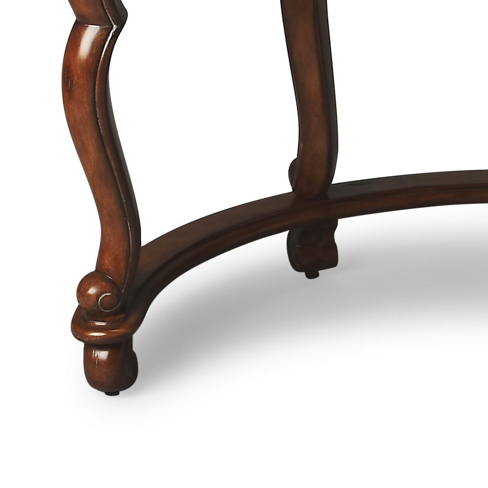 Classic Crescent Shape Leather Top Desk Medium Brown. Picture 5