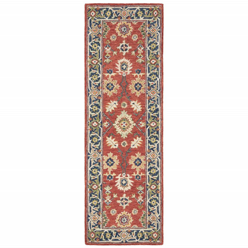 3'x8' Red and Blue Bohemian Runner Rug - 383598. Picture 1