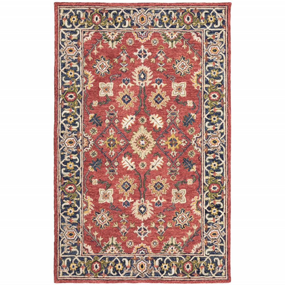 4'x6' Red and Blue Bohemian Rug - 383599. Picture 1
