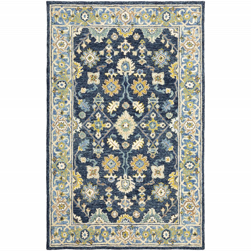 8'x10' Navy and Blue Bohemian Rug - 383606. Picture 1