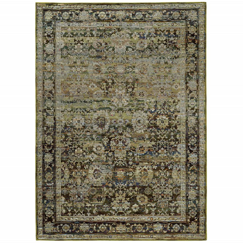 2'x3' Green and Brown Floral Area Rug - 383645. Picture 1