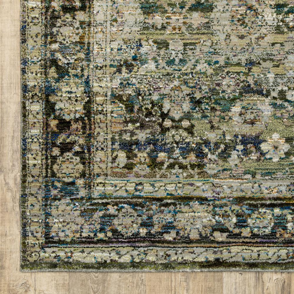 7' Round Green and Brown Floral Area Rug - 383652. Picture 2