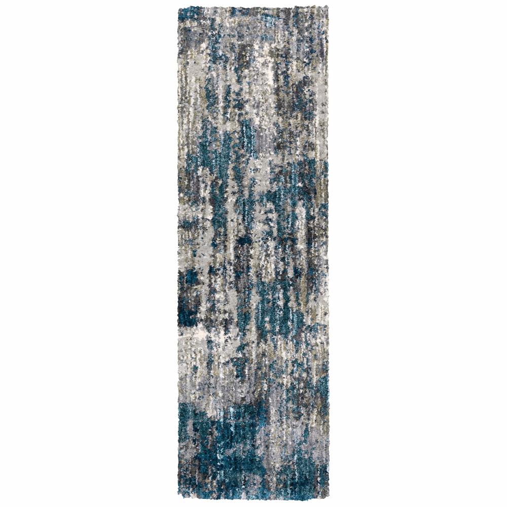 2'x8' Grey and Blue Grey Skies Runner Rug - 383670. Picture 1