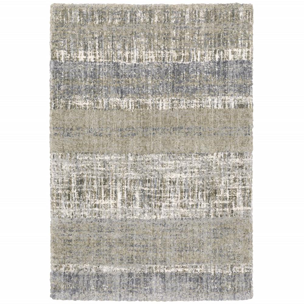4'x6' Grey and Ivory Abstract Lines  Area Rug - 383677. Picture 1