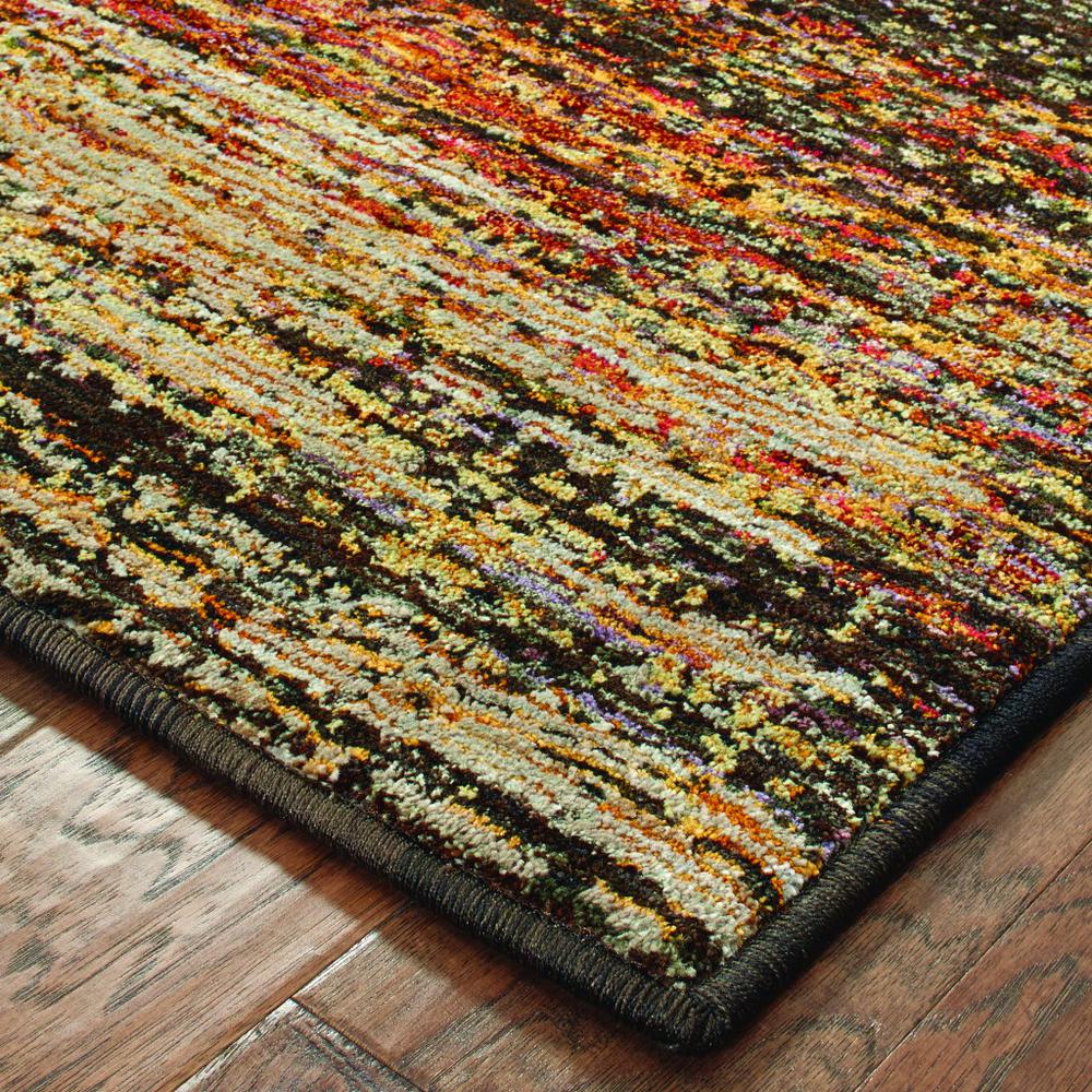 12' Gold and Slate Abstract Runner Rug - 383683. Picture 2