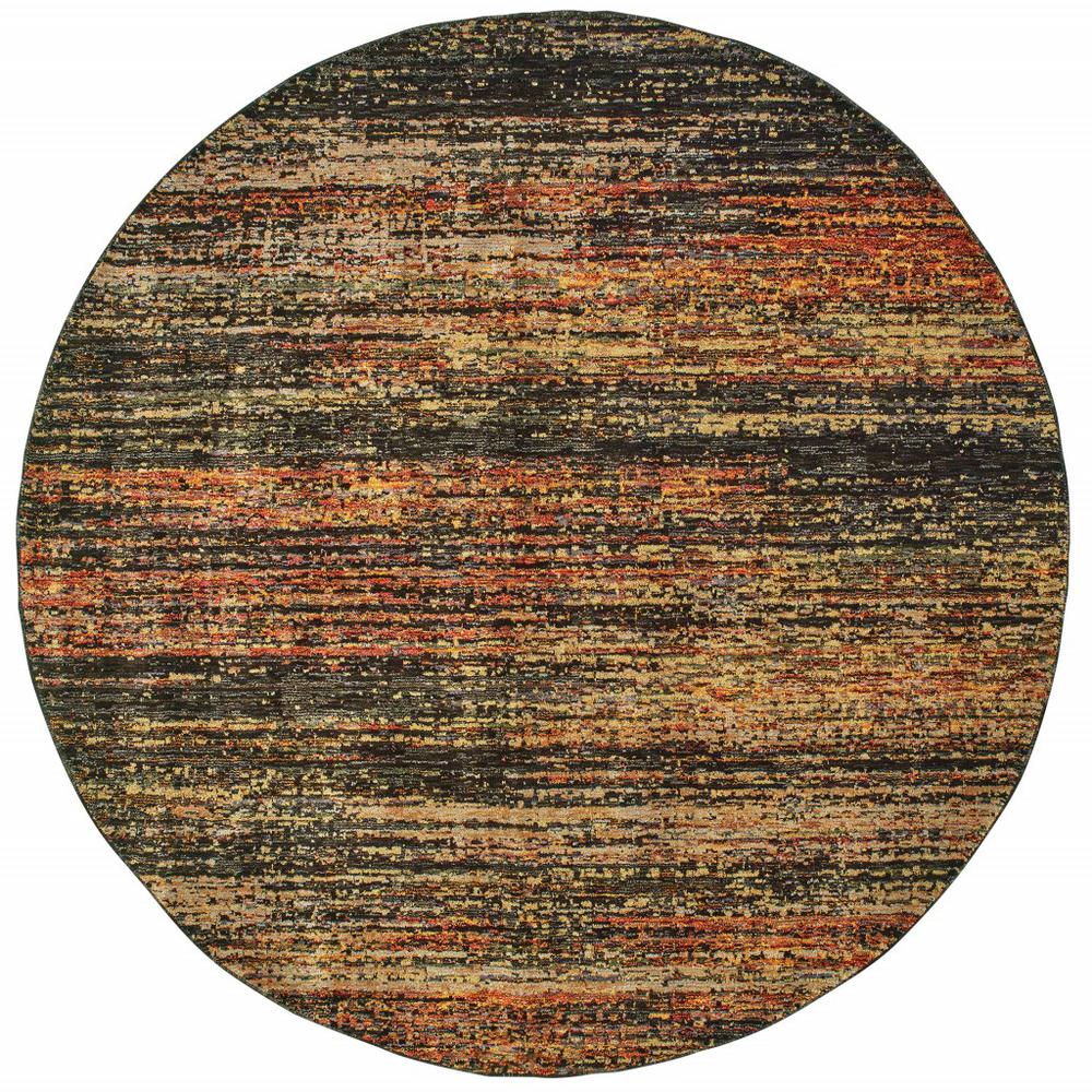 7' Round Gold and Slate Abstract Area Rug - 383688. Picture 1