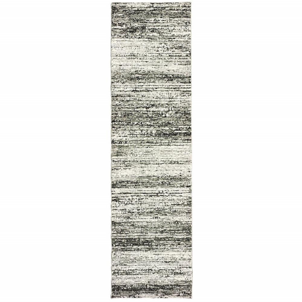 12' Ash and Slate Abstract Runner Rug - 383692. Picture 1