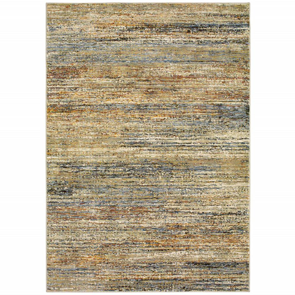 9'x12' Gold and Green Abstract Area Rug - 383707. Picture 1