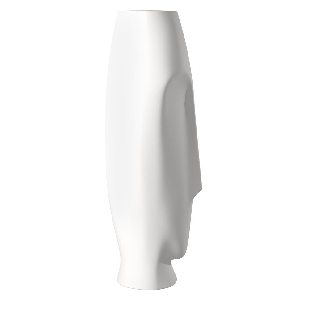Matte White Ceramic Vase with Abstract Faces - 383727. Picture 5