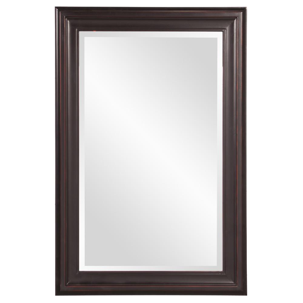 Rectangle Oil Rubbed Bronze Finish Mirror with Wooden Bronze Frame - 383729. Picture 1