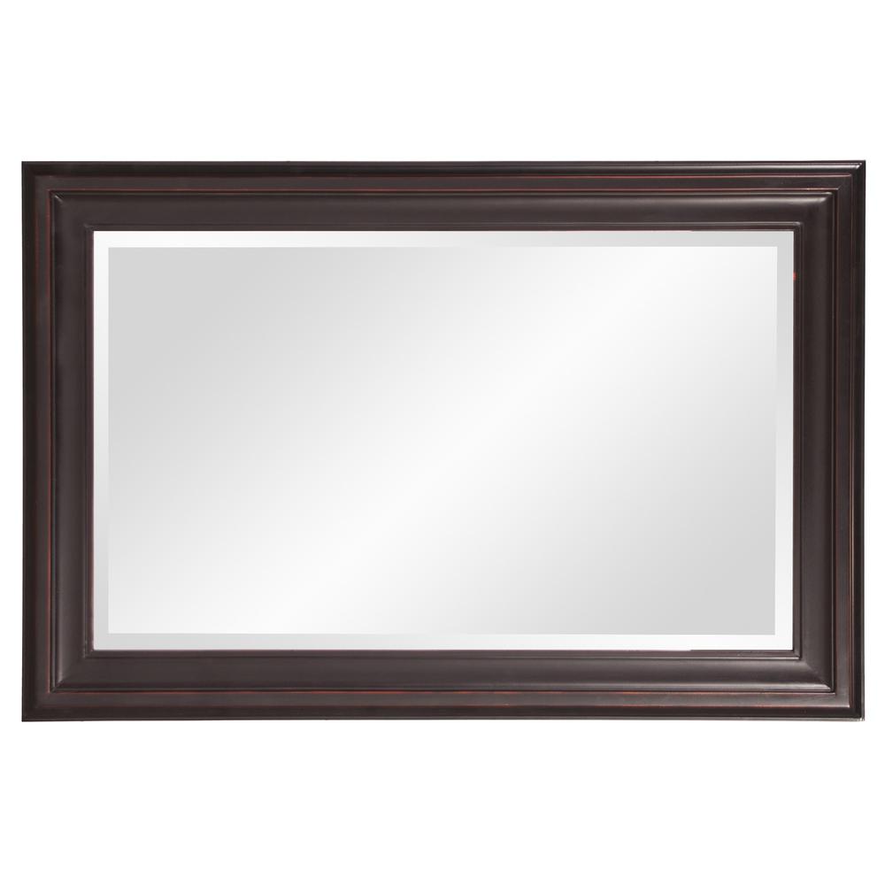 Rectangle Oil Rubbed Bronze Finish Mirror with Wooden Bronze Frame - 383729. Picture 4
