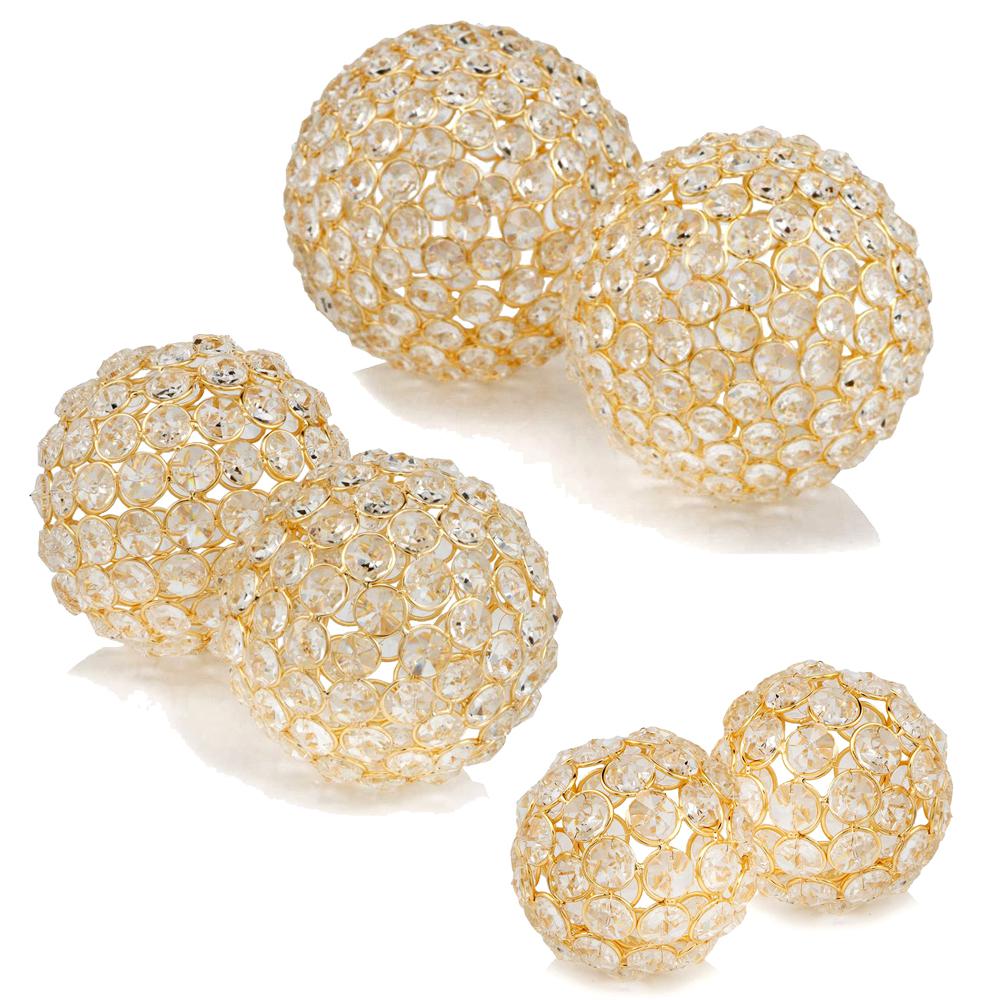 Set of 2  4" Polished Spheres in Brilliant Shiny Luster Finished and Golden Frame - 383756. Picture 2