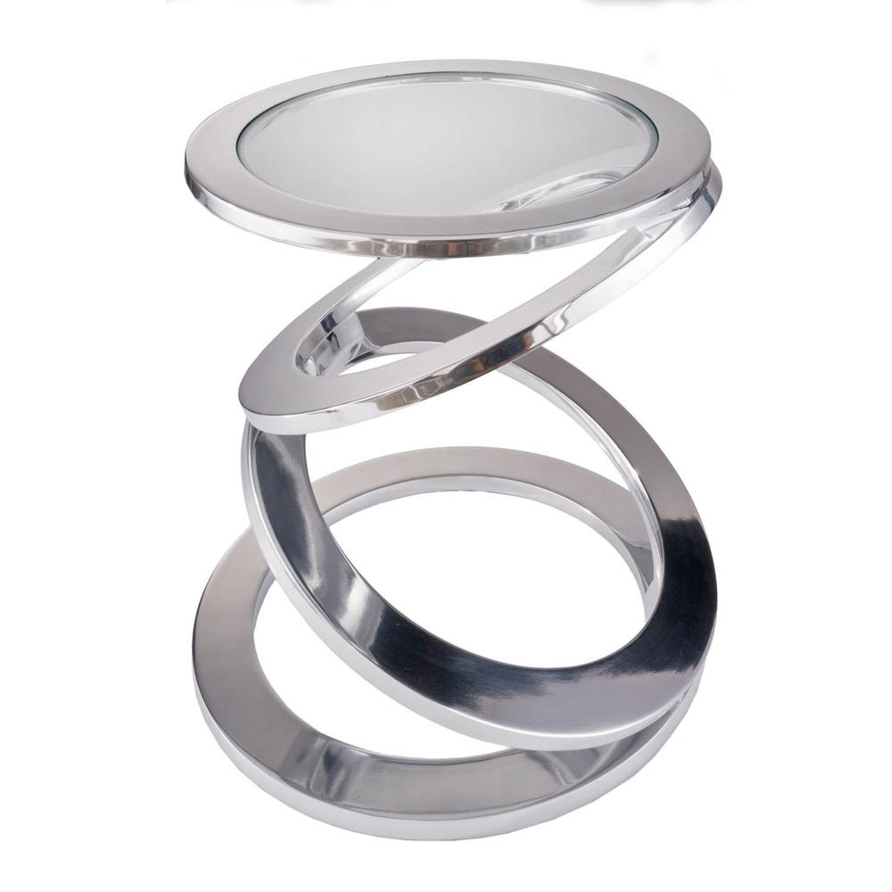 Silver Rings Metal Frame and Glass Top Accent Table - 383759. Picture 2