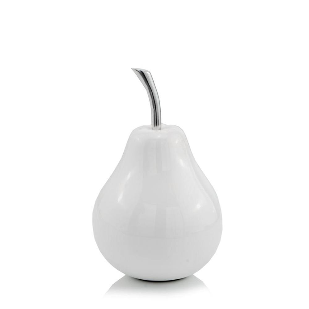 White Coated Mini Pear Shaped Aluminum Accent Home Decor - 383765. Picture 1