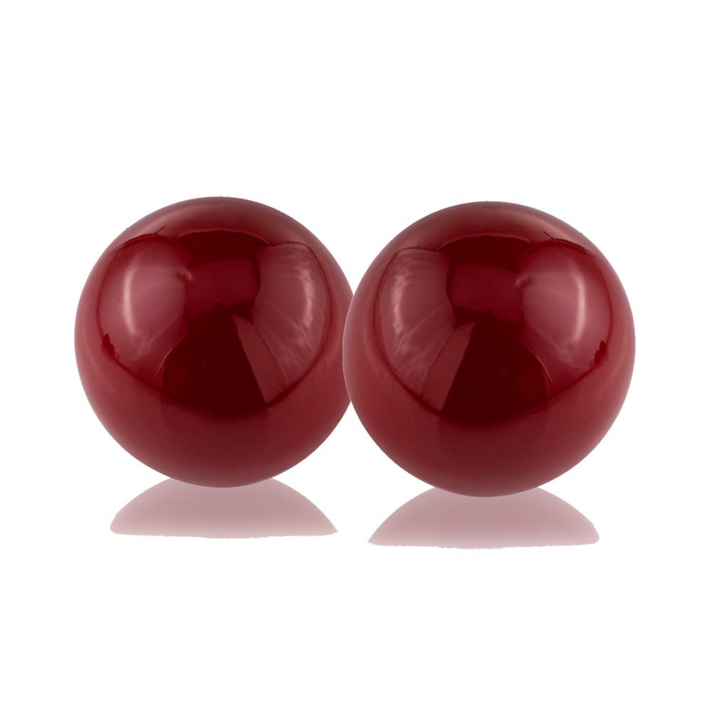 Set of 2 Red Poppy Enameled Aluminum Spheres - 383771. Picture 1