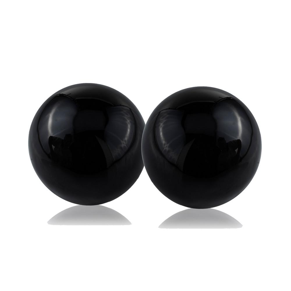 Set of 2 Black Aluminum Decorative Spheres 3" - 383773. Picture 1