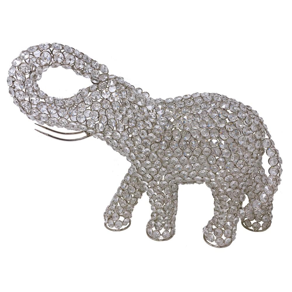 Silver and Faux Crystal Elephant Sculpture - 383777. Picture 1