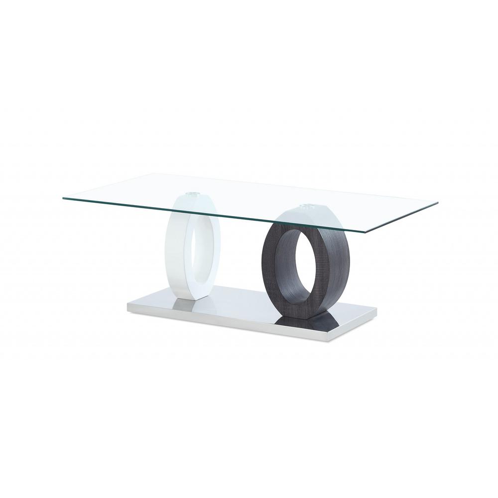 White and Grey Glass top Cocktail Table. Picture 2