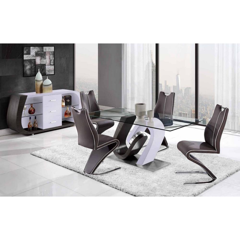 White and Grey tone Geometrical base with Rectangular Glass top Dining Table - 383824. Picture 2