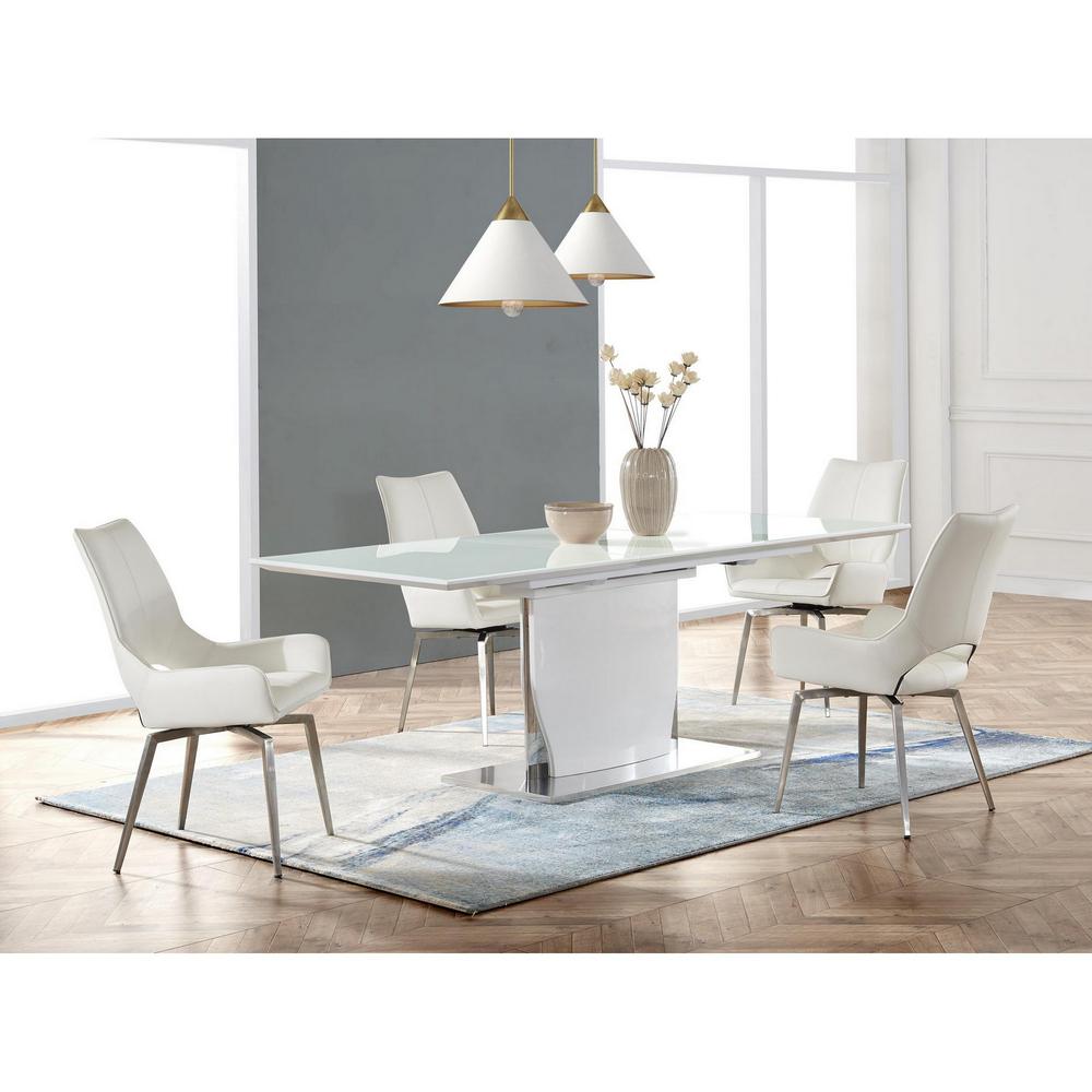 White tone with Pedestal style base Dining Table - 383829. Picture 2