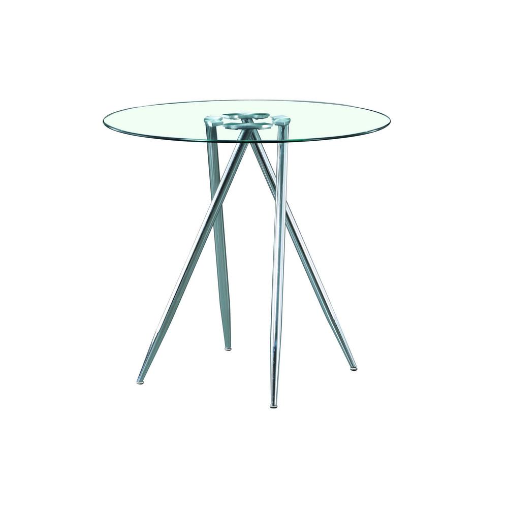 Chrome Metal Legs Bar Table with Round Tempered Glass Top - 383891. Picture 1